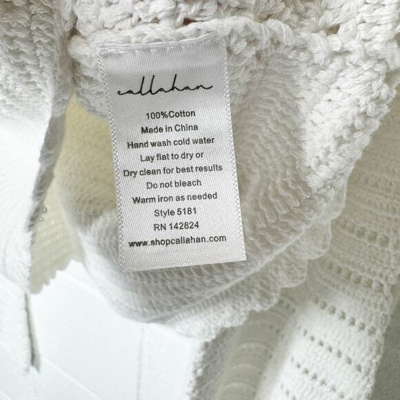 Callahan Crocheted Sweater Size XS White Rainbow Trim  Cropped Bell‎ Sleeve - Picture 7 of 10